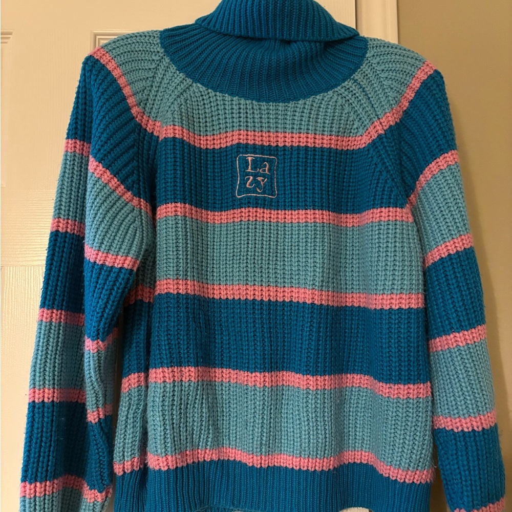 Blue and Pink Striped LAZY Sweater